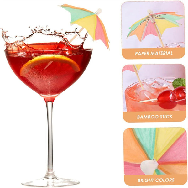 UP 200PCS Cocktail Drinking Drink Decoration Parasol Umbrella Picks Sticks Party