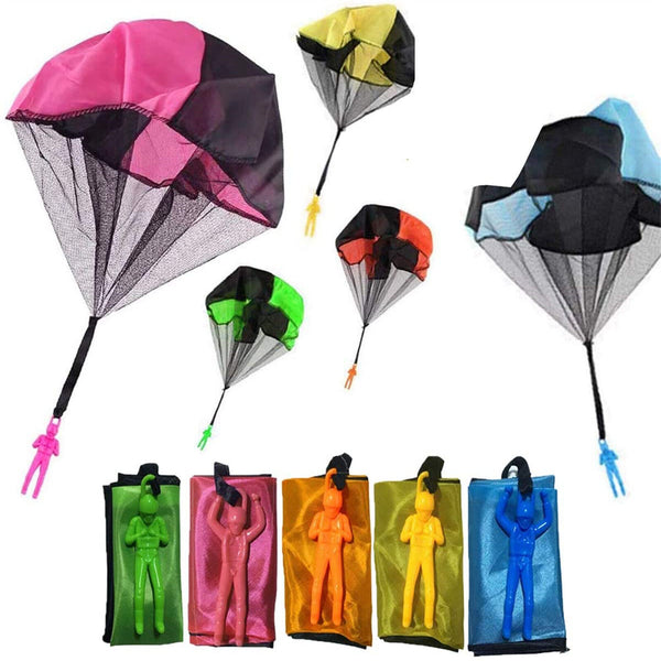 10X Hand Throwing Mini Soldier Parachute Kite Funny Toy Kid Outdoor Game Play AU