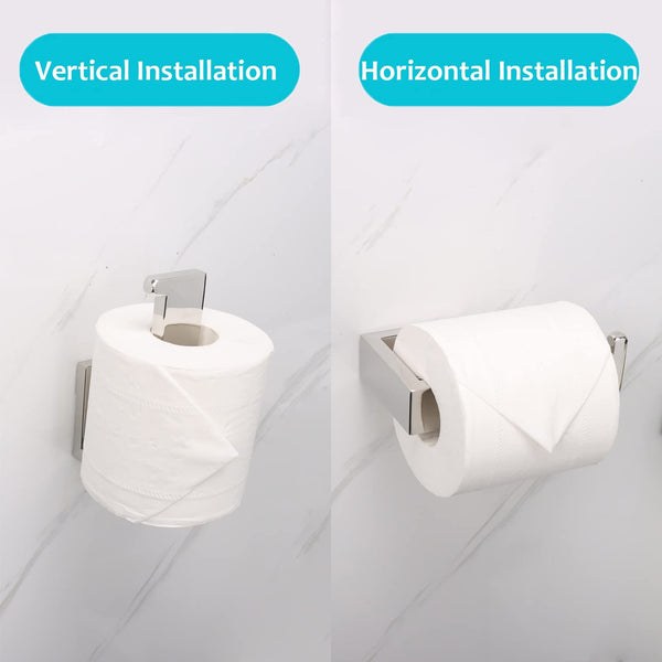 4pcs Toilet Paper Holder Set | Stainless Steel Wall Mounted Bathroom Roll Holders (Black & Chrome)