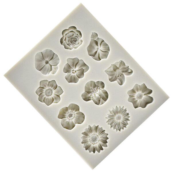 3D Flower Silicone Fondant Mould Cake Border Decor Baking Mold Sugarcraft DIY AU