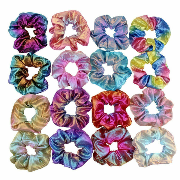 40X Metallic Glitter Scrunchies Ladies Hair Band Elastic Scrunchy Hair Tie Ring