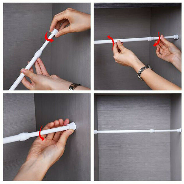 4X Spring Loaded Extendable Telescopic Nets Voile Tension Curtain Rail Pole Rod