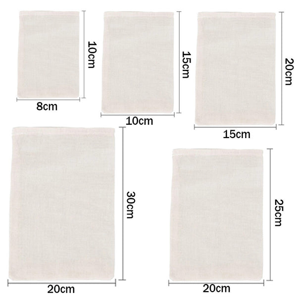 Calico bag size chart from 8 x 10 to 20 x 30 cm