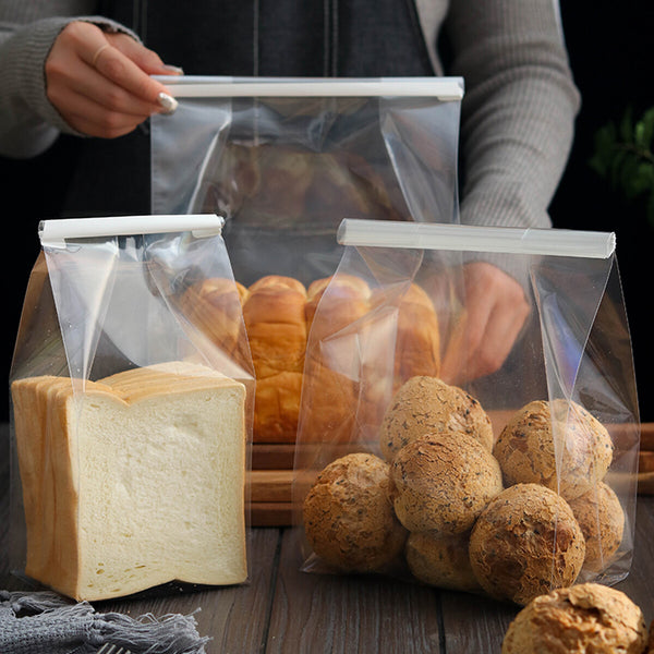 50pcs Resealable Clear Bread Toast Bags Airtight Food Storage Pouches Bakery