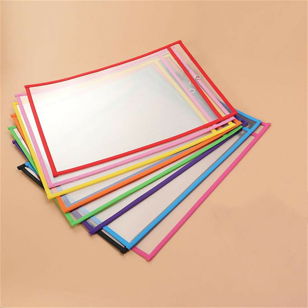 60PCS Dry Erase Pocket Sleeves Write and Wipe Pockets Paper Saver Tool for Kids