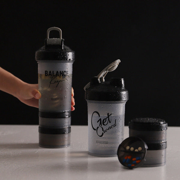 Sports Shaker Bottle 500ML Protein Powder Mixing Water Bottle Sport Fitness Gym