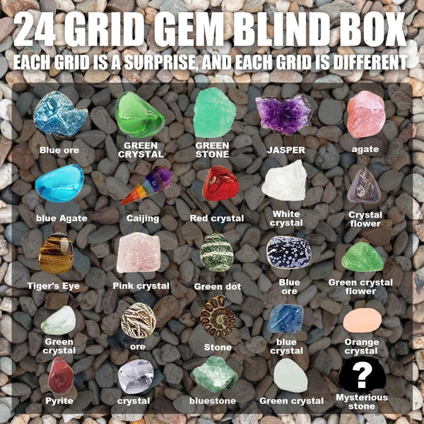 Christmas Advent Calendar Xmas Blind Box Rock Ore Mineral Fossil Stone Kit