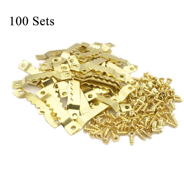 100Sets Sawtooth Picture Frame Hangers Oil Hanging Wall Hooks + Screws Black AU