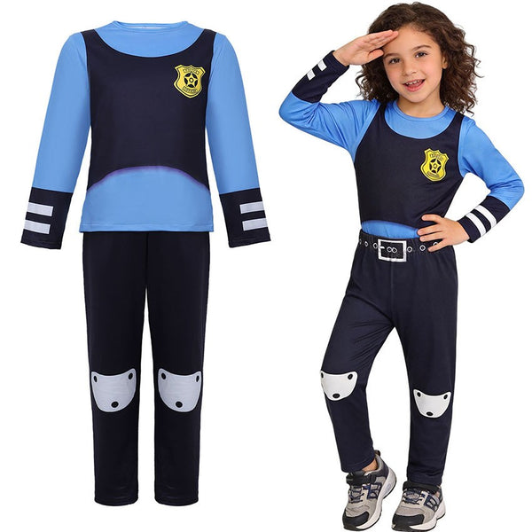 Judy Hopps costume for kids - Zootopia police uniform set with girl saluting in outfit - Lets Party