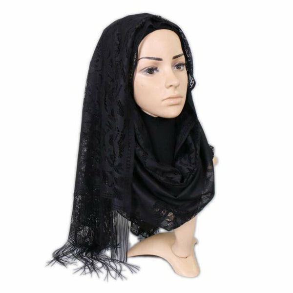 Women Soft Pashmina Scarf Lace Silk Feel Shawl Long Winter Neck Wrap