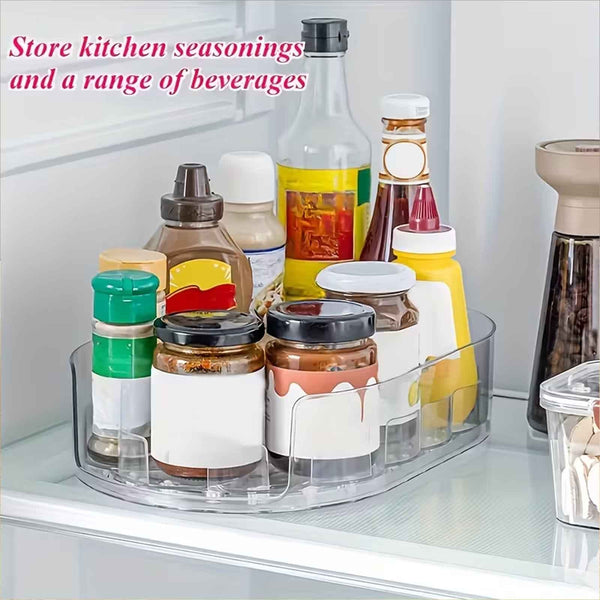 360 Rotating Fridge Organizer Tray – Clear Kitchen Storage Carousel Container