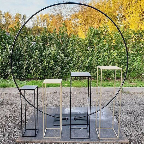 Geometric metal stand set used for indoor plant display