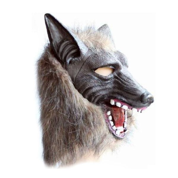 Wolf Head Mask Latex Creepy Halloween Cosplay Animal Theater Adult Costume Dress