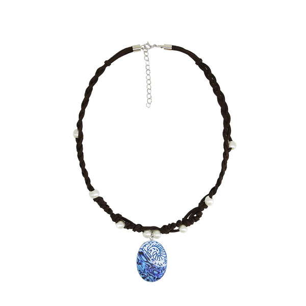 Moana costume ocean-blue spiral pendant necklace on a cord