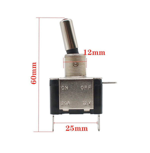 On/Off Toggle Switch RED LED Light w/ Missile Cover Heavy Duty SPST 12V/20A