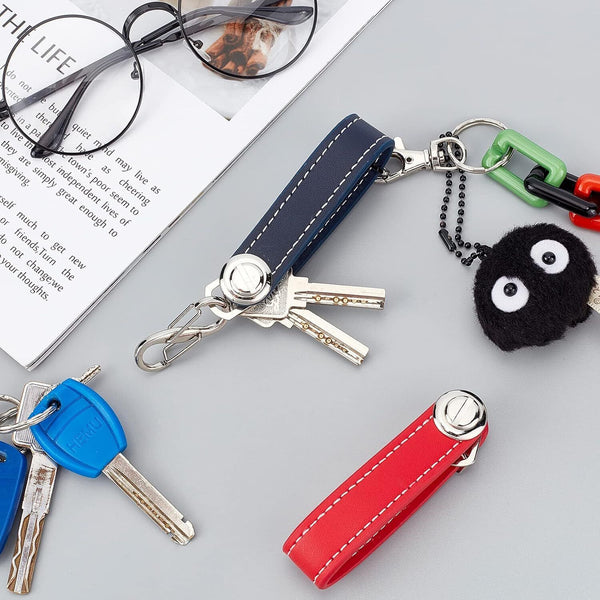 2pcs Leather Smart Keys Holder Organizer Clip Compact Folder Keychain Duration