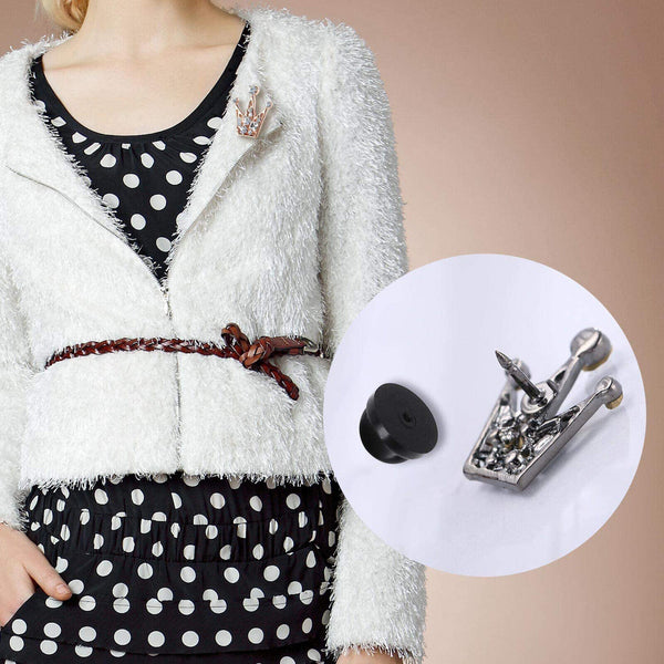 100PCS Black PVC Rubber Pin Backs Lapel Backing ButterflyTie Tack Holder Clasp