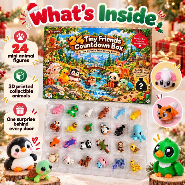 Christmas Countdown Calendar 3D Printed Flexible Animal Toys for Kid Gifts