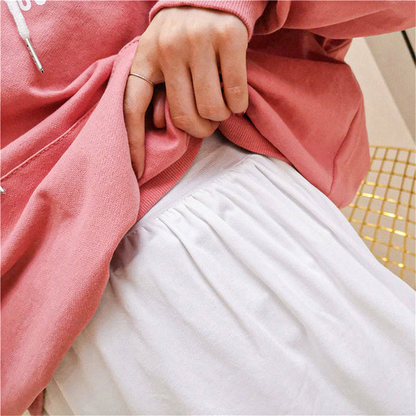 Women Fake Layered Shirt Extender Sweep Hem Mini Skirt Waist Layering Top