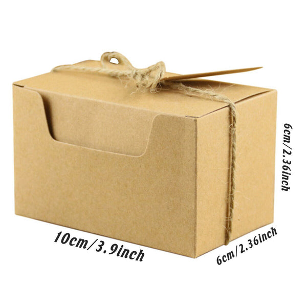 50pcs retro rectangular kraft paper wedding candy boxes gift packaging box AU