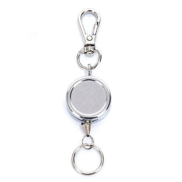 2X Retractable Stainless Steel Keyring Pull Ring Key Chain Recoil Heavy Duty AU