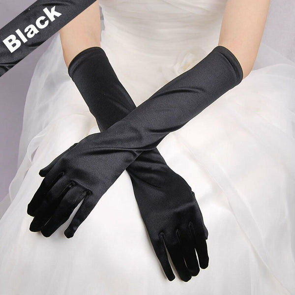 Ladies Long Satin Gloves Opera Costume Bridal Party Prom Wedding Womens Classic