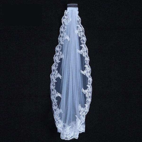 One/Two-tier 90/150/300cm Long Lace White Elbow Length Edge Wedding Bridal Veil