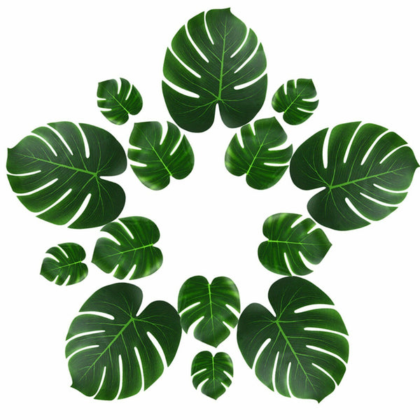 12/24/36x Beach Luau Artificial Tropical Leaf Hawaiian Party Jungle Palm Leaves