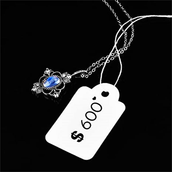 500pcs White Price Tags with Elastic String | Jewelry Clothing Label Tags 33×18mm