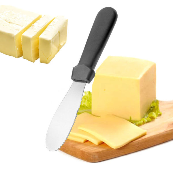 4pcs Stainless Steel Butter Knives | Black Sandwich Spreader & Cake Icing Spatula Set