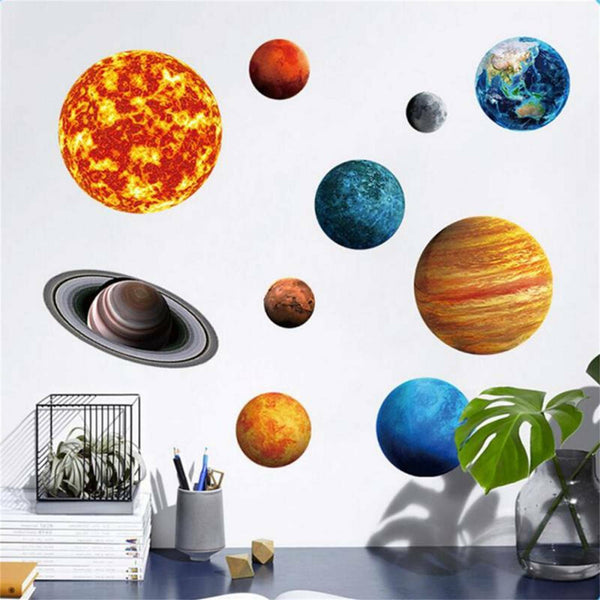 Glow In The Dark Wall Sticker Luminous Solar System Space Planet Room Decal New