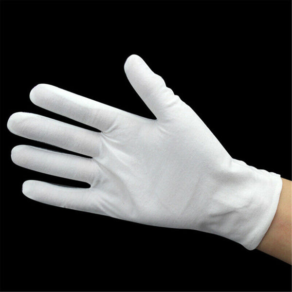 6Pairs White Cotton Gloves Costume Jewellery Hands Protector Handling Work