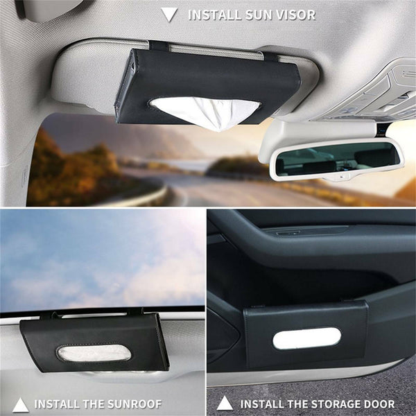 1PC Car Tissue Box Visor Napkin Holder Paper Towel Sun Visor Napkin Holder Black
