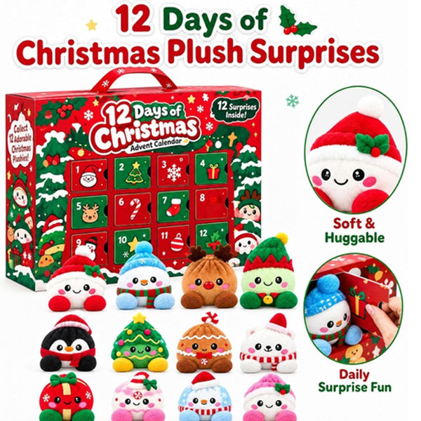 12 days of Christmas plush surprises advent calendar with soft and huggable plush toys