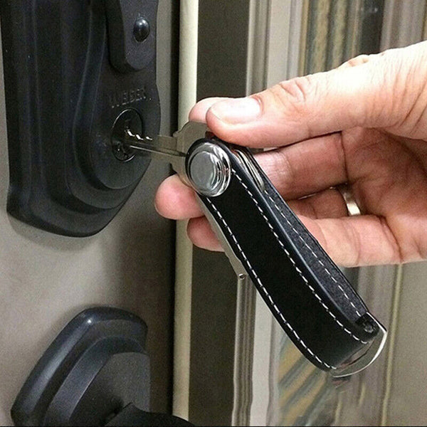 2pcs Leather Smart Keys Holder Organizer Clip Compact Folder Keychain Duration