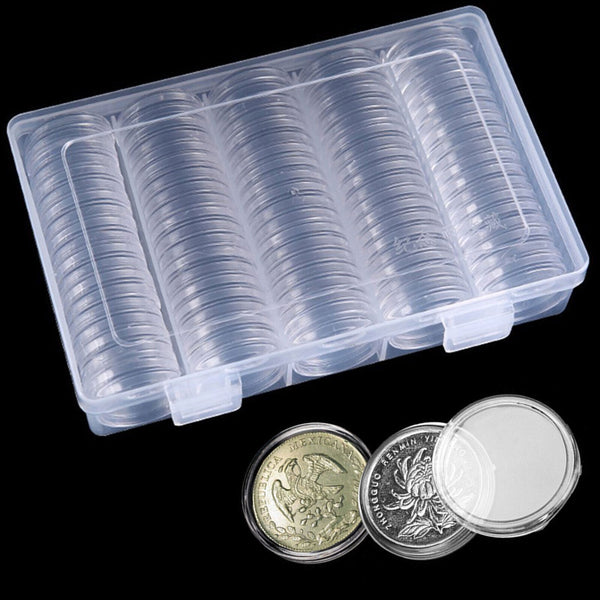 400x Dollar Coin Case Holder for Collectors Bar Plastic Round Coin with Storage