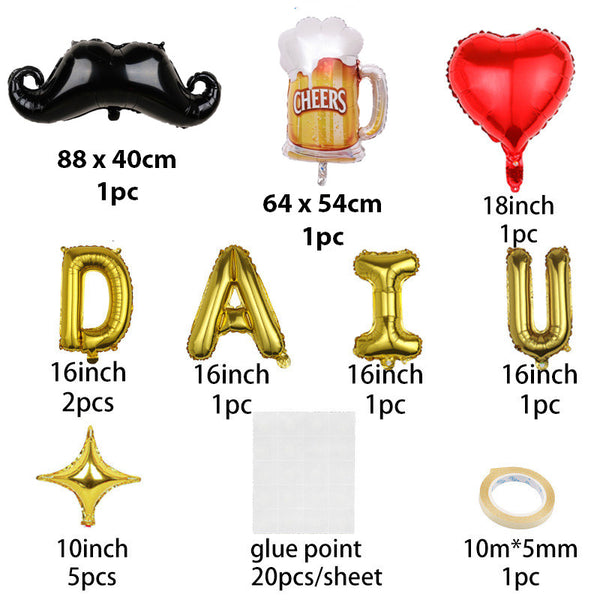 DAD I LOVE YOU foil balloons spelled out as a wall decoration