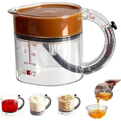 Adjustable Measuring Cup 4-in-1 | Transparent Kitchen Measure Jug + 5 Stainless Steel Spoons