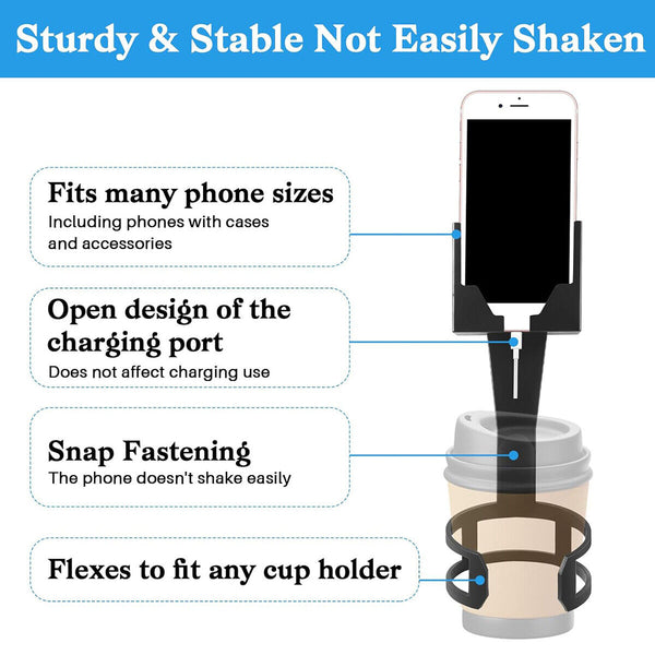 2in1 Car Phone Cup Holder Stand Cradle Adjustable 360 Degree Cell Phone Mount AU