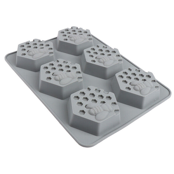 UP 4PCS Soap Mould Silicone mooncake Design Honey Bee 6 Cavity Ice Cube Mold AUS