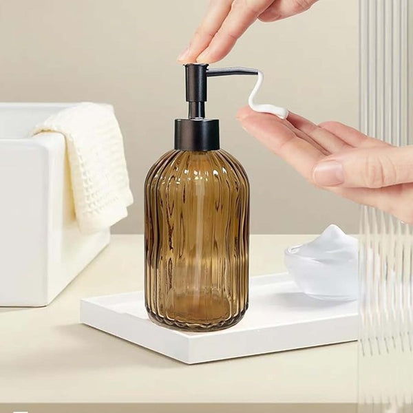 Soap dispenser bottle amber tinted translucent PET plastic