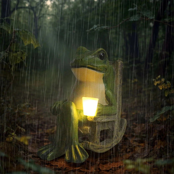 2pcs Solar Frog Garden Statue LED Light | Outdoor Lawn Patio Yard Decor Ornament