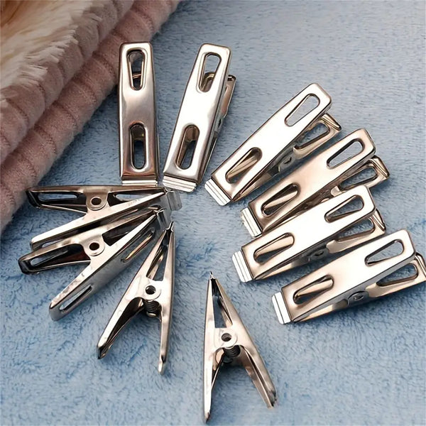 Clothes Clips Pegs Laundry Clothespins Pins Stainless Steel Hanging Hook