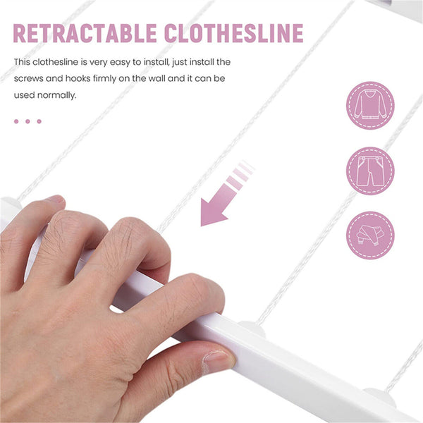 Retractable Laundry Hanger Wall Mounted Clothes Line Drying Rack  Laundry Rope