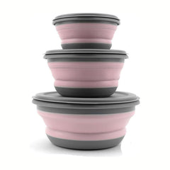 3PCS Collapsible Camping Bowl with Lid Foldable Soup Salad Ramen Bowl Set