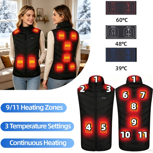 Unisex Thermal Warm Winter Body Warmer Heated Vest USB Electric Jacket Heat Pad