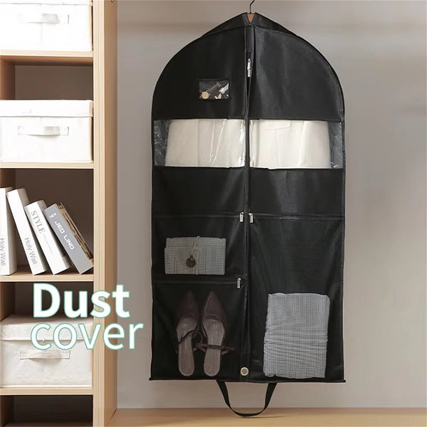 Gusseted Suit Cover Hanging Clothing Cover with 3 Large Mesh Shoe Pockets