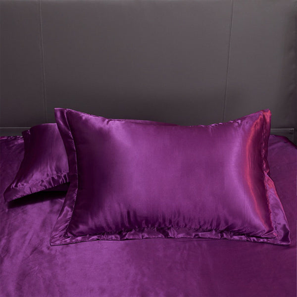 16Pcs Silk Satin Pillow Case Cover Solid Standard Bedding Smooth Soft Pillowcase