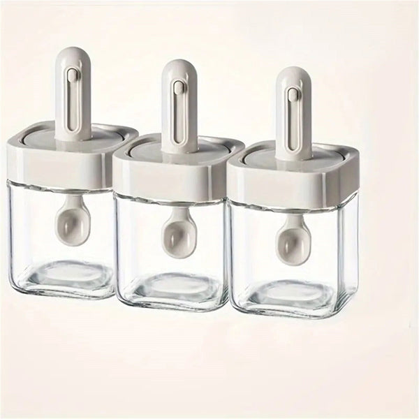 2pcs Square Seasoning Pot, Kitchen Spice Jar, Seasoning Containers for Salt