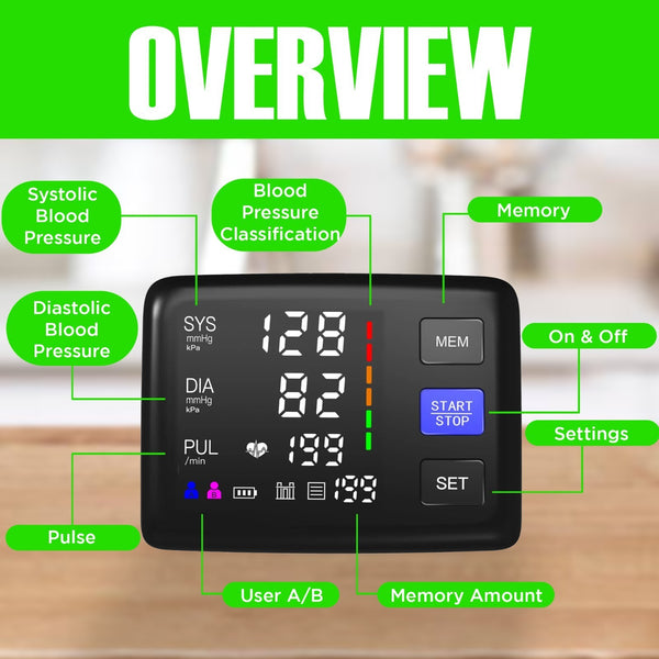 For Home Blood Pressure Monitor Heart Rate BP Machine Sphygmomanometer Upper Arm
